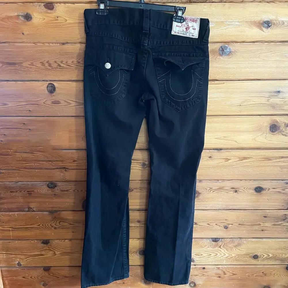 True Religion Mens Black Straight Jeans Size 32